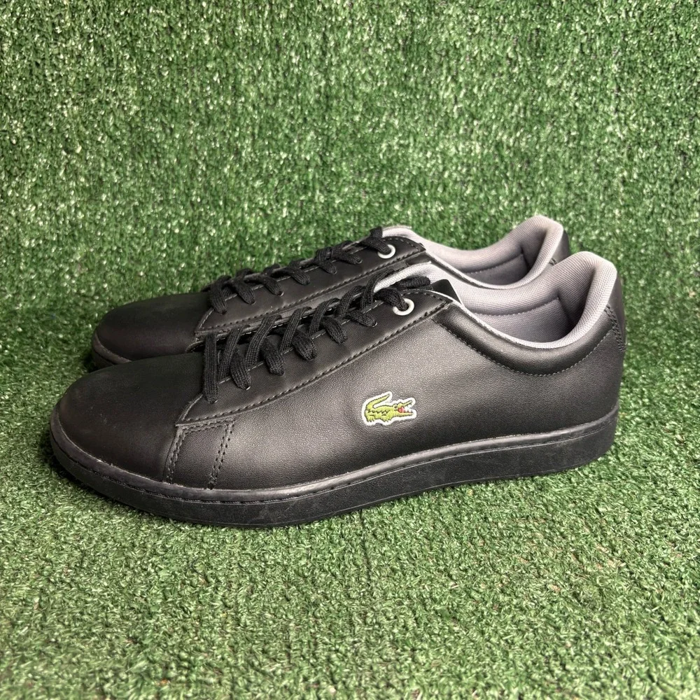 NEW Lacoste Hydez 119 1 P SMA Leather Ortholite Casual Sneaker Black Mens Sz 9.5